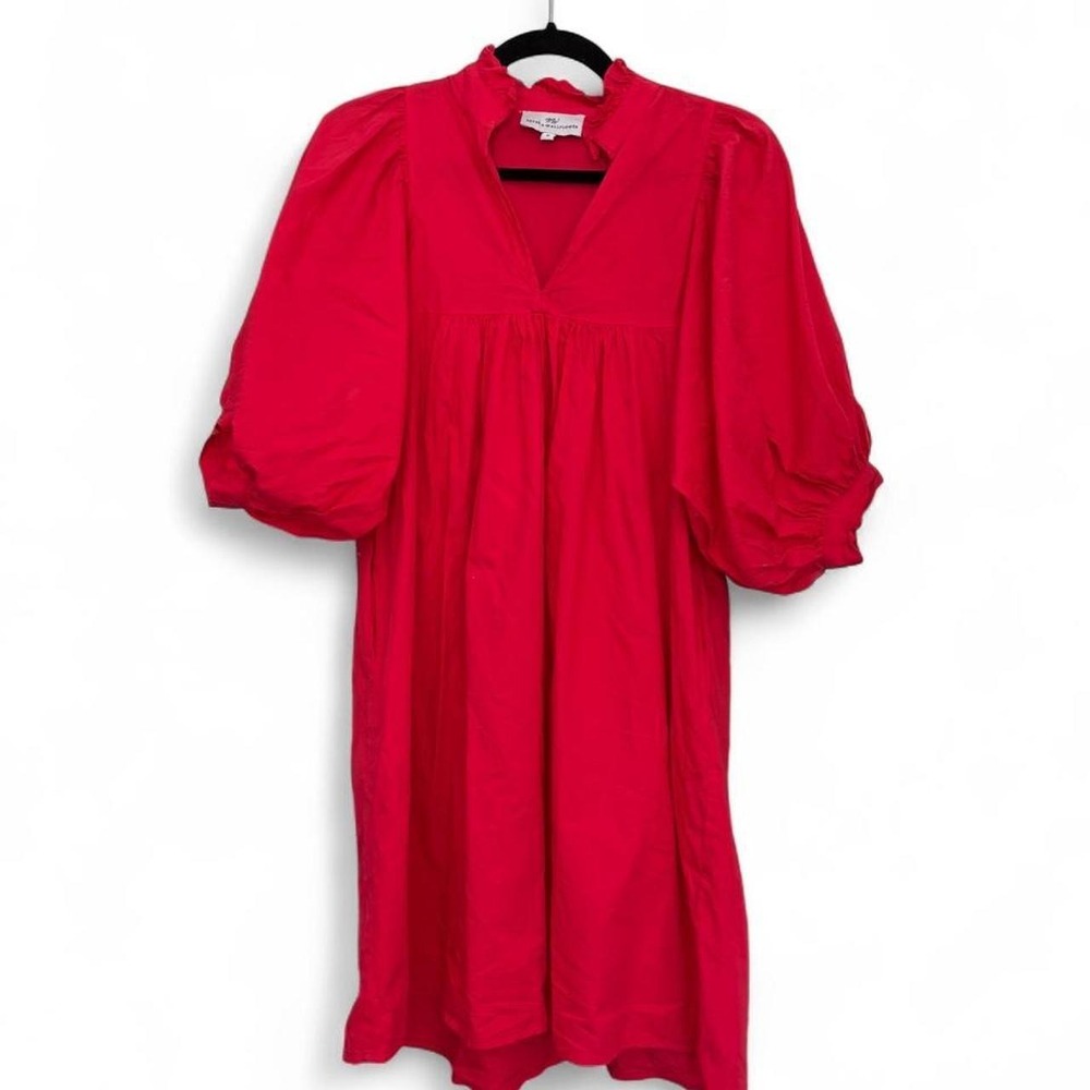 Never A Wallflower Hot Pink Cotton Puff Sleeve Dress Women's Size S